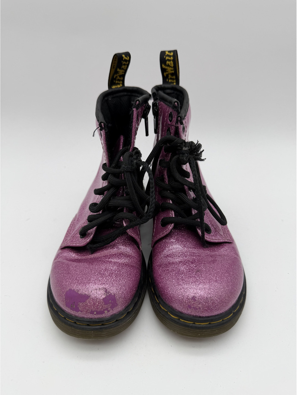 Dr. Martens Kids' Pink Glitter Combat Boots Size 11